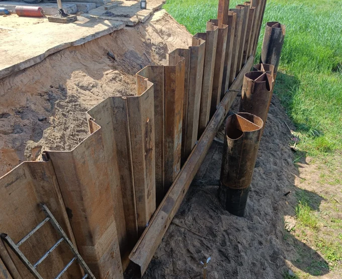 Устройство
шпунтового ограждения